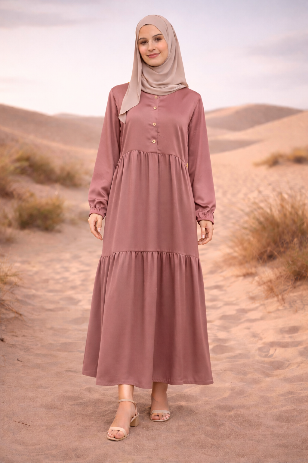Robe Longue Satinée Boutonnée - MY2408