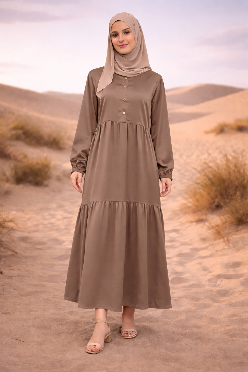 Robe Longue Satinée Boutonnée - MY2408