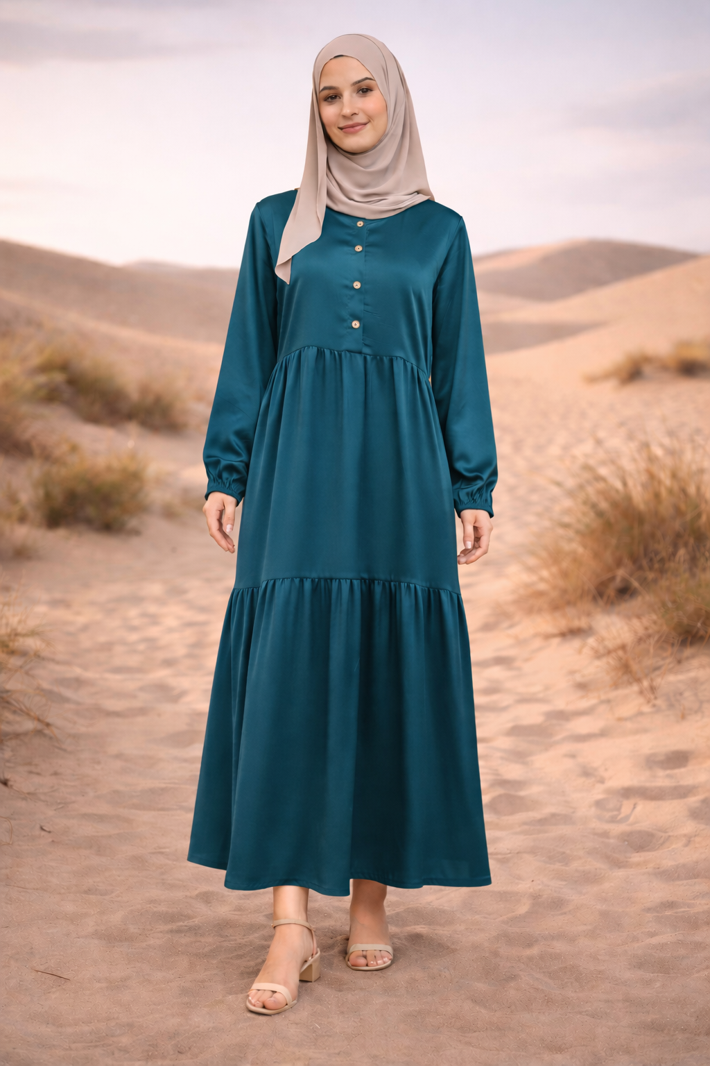 Robe Longue Satinée Boutonnée - MY2408