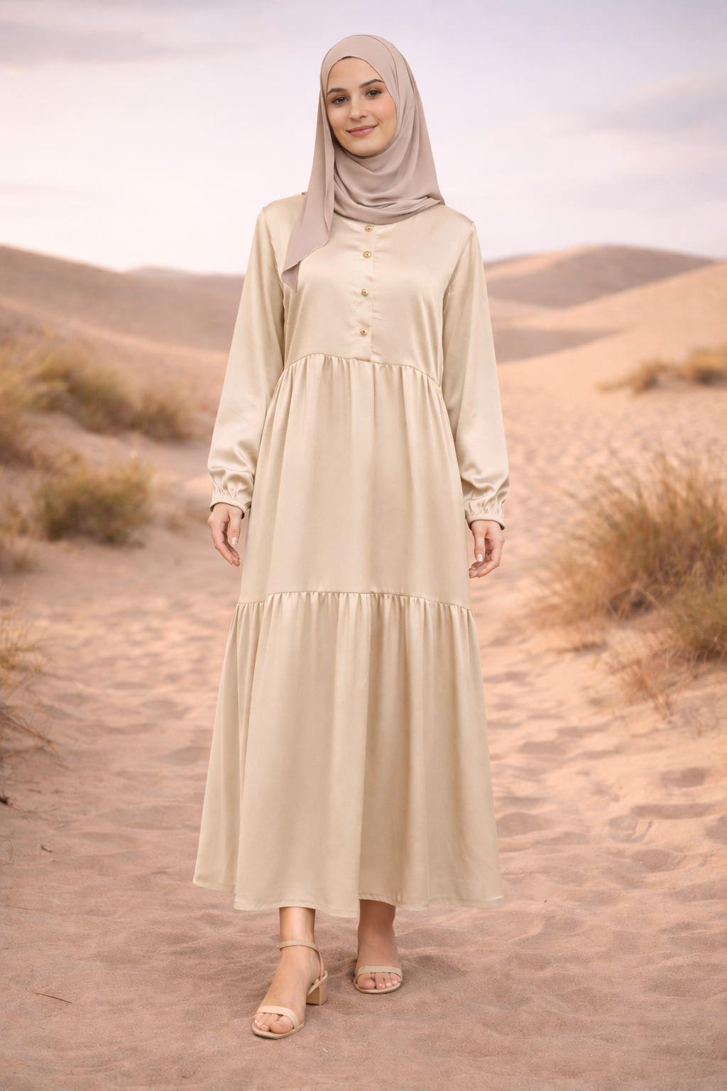 Robe Longue Satinée Boutonnée - MY2408