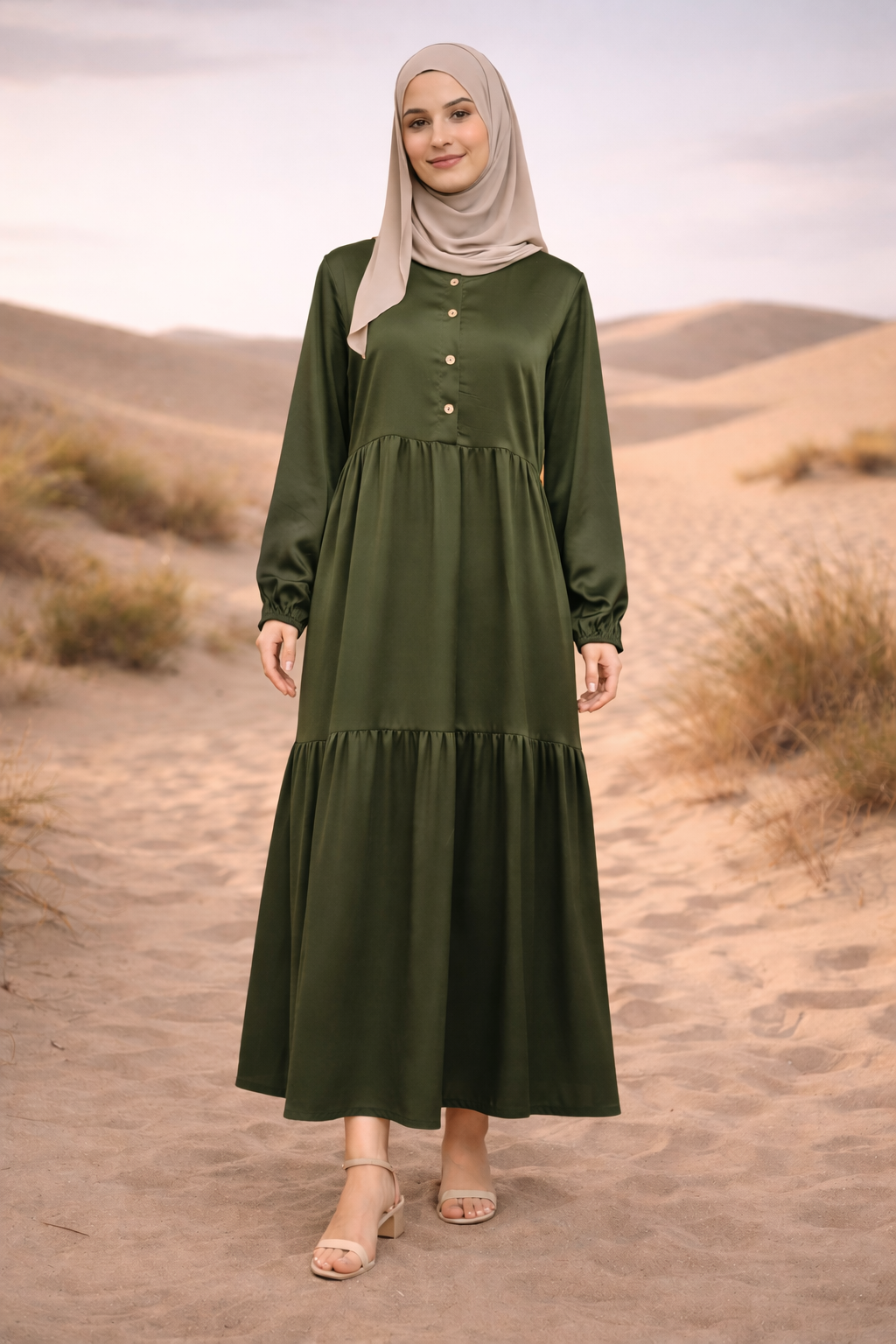 Robe Longue Satinée Boutonnée - MY2408