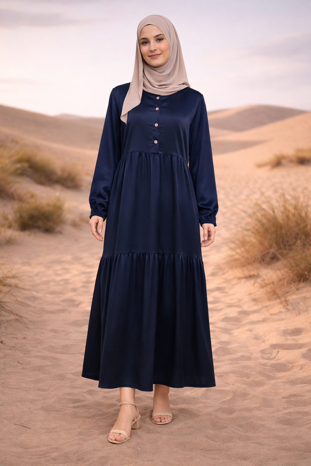 Robe Longue Satinée Boutonnée - MY2408