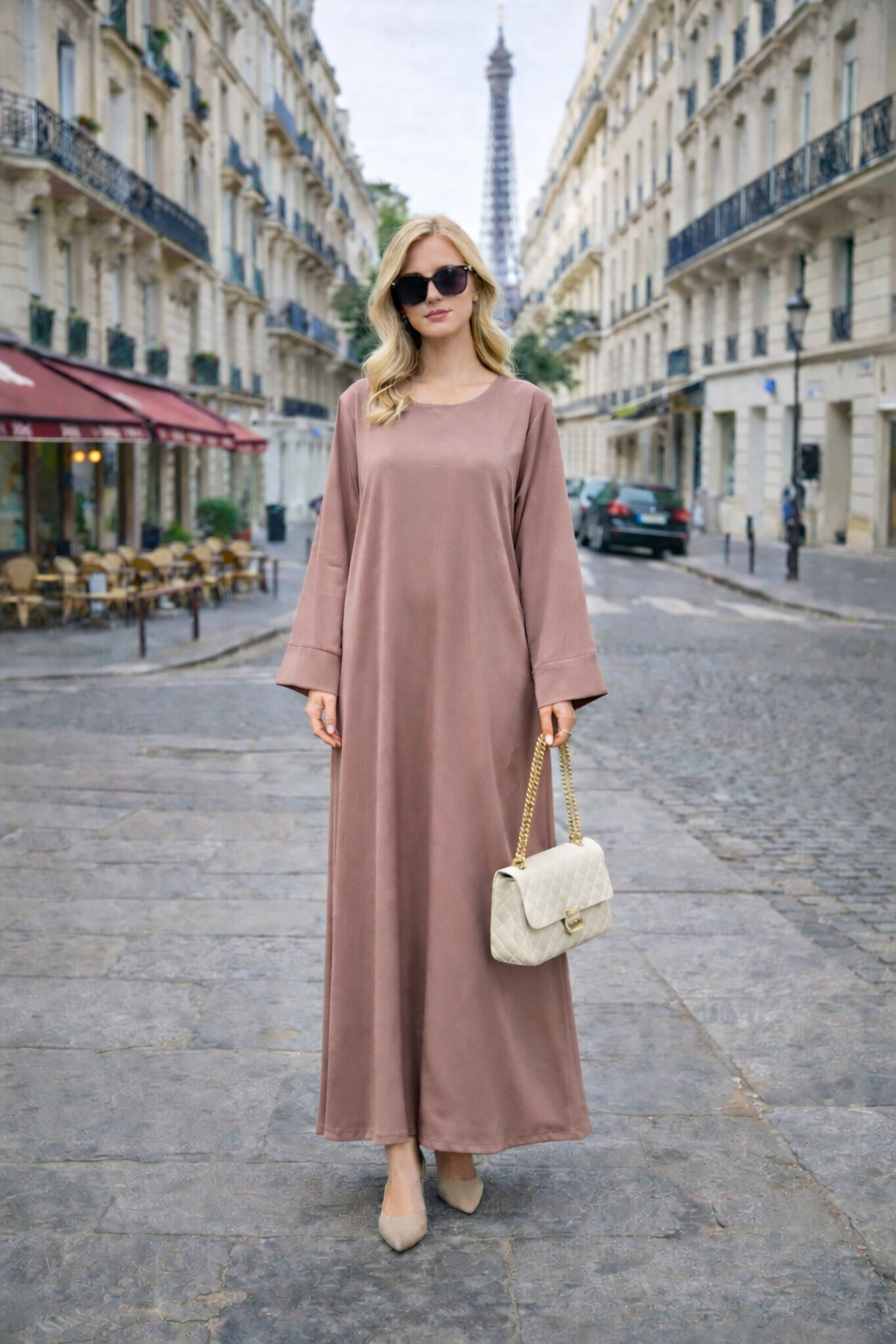 Robe Longue Satinée Coupe Droite - MY2491