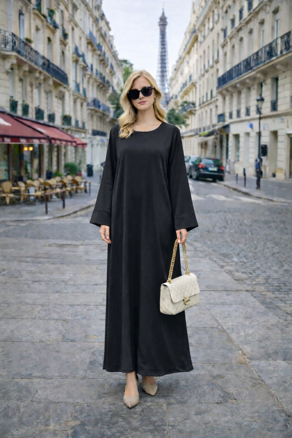 Robe Longue Satinée Coupe Droite - MY2491