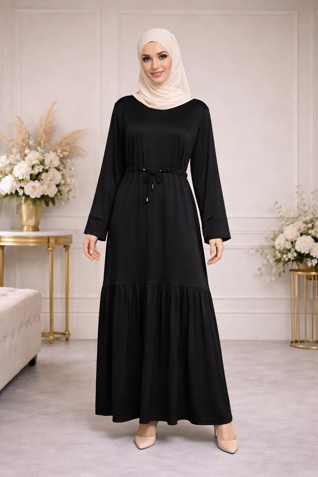 Robe Longue Satinée Taille Ajustable - MY2505