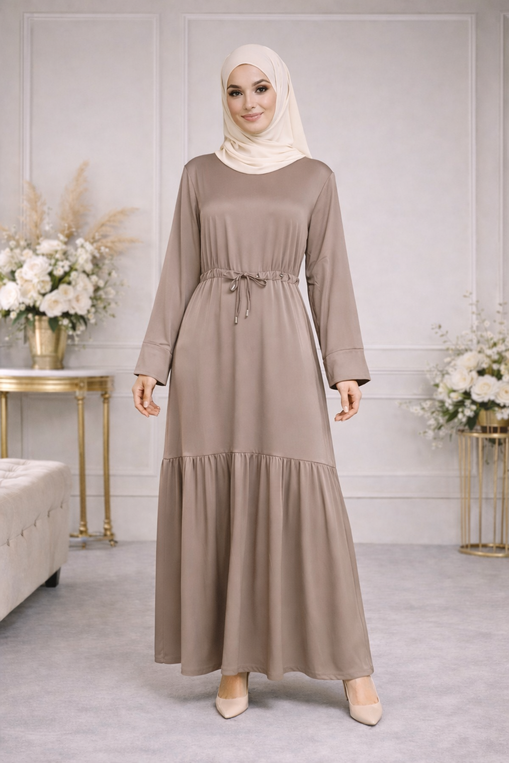 Robe Longue Satinée Taille Ajustable - MY2505