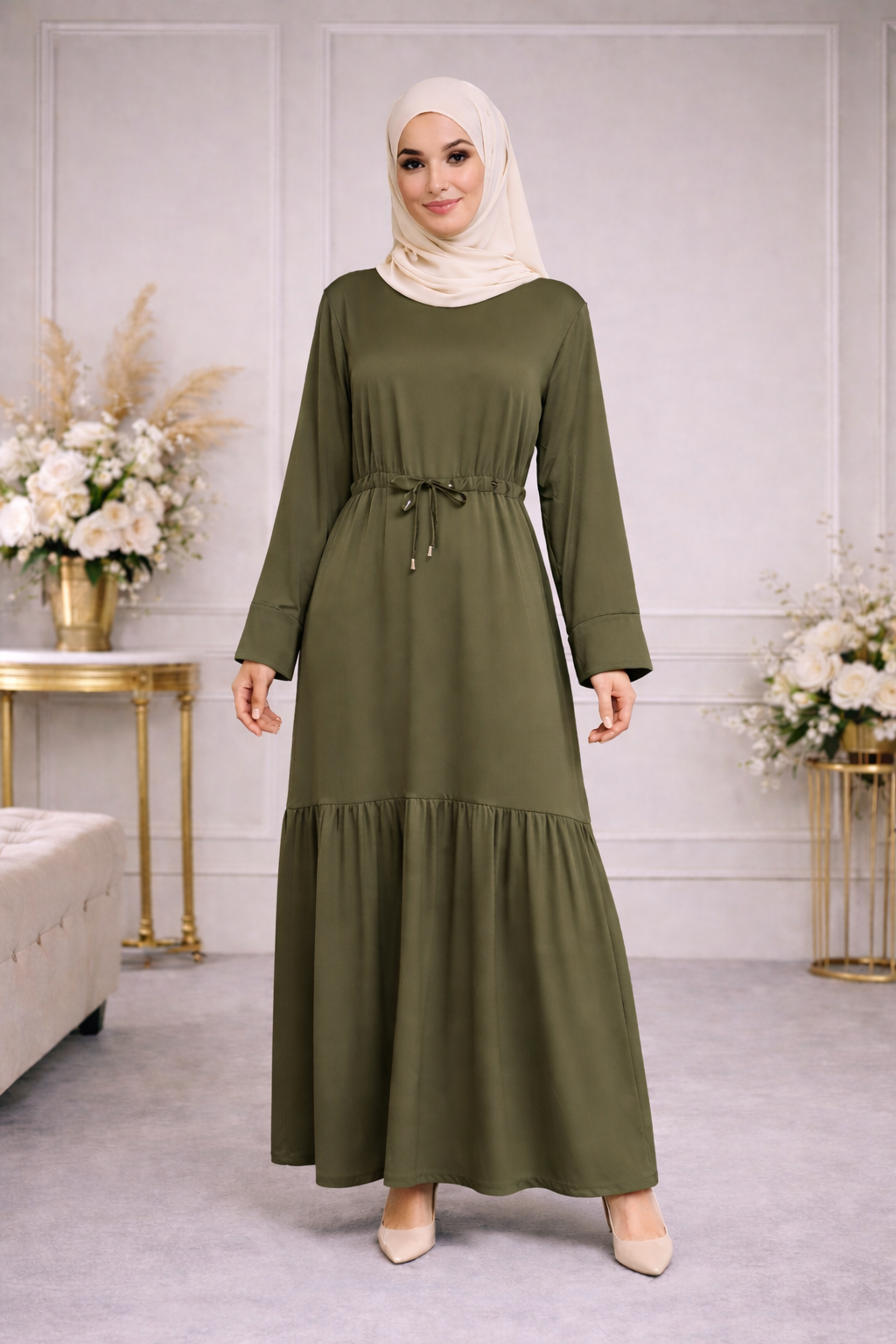 Robe Longue Satinée Taille Ajustable - MY2505