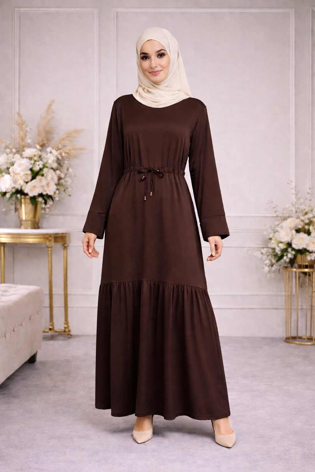 Robe Longue Satinée Taille Ajustable - MY2505