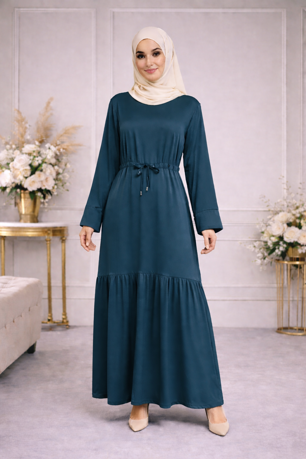 Robe Longue Satinée Taille Ajustable - MY2505