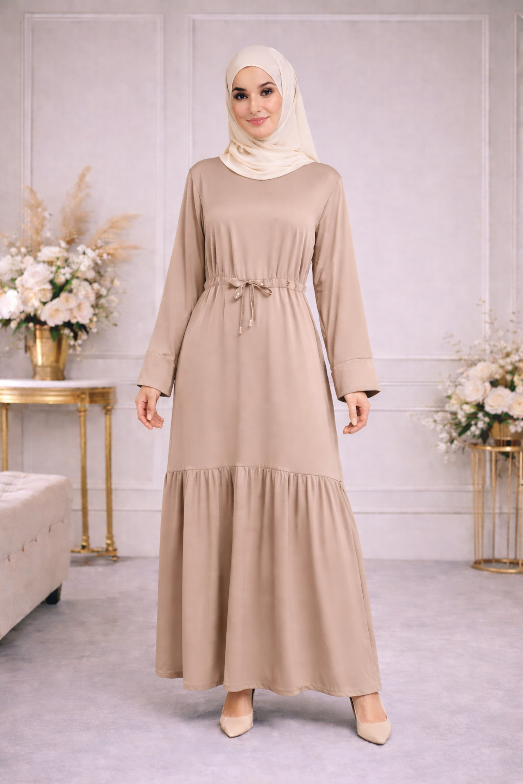 Robe Longue Satinée Taille Ajustable - MY2505