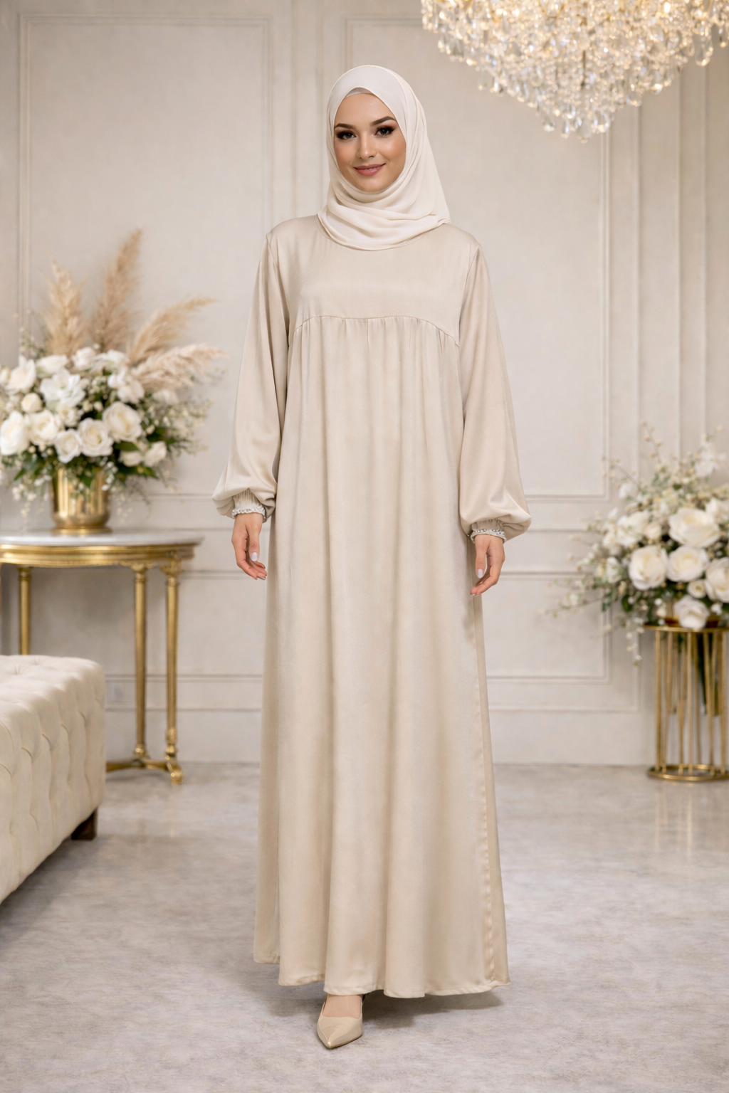 Robe Longue Satinée Coupe Empire - MY2515