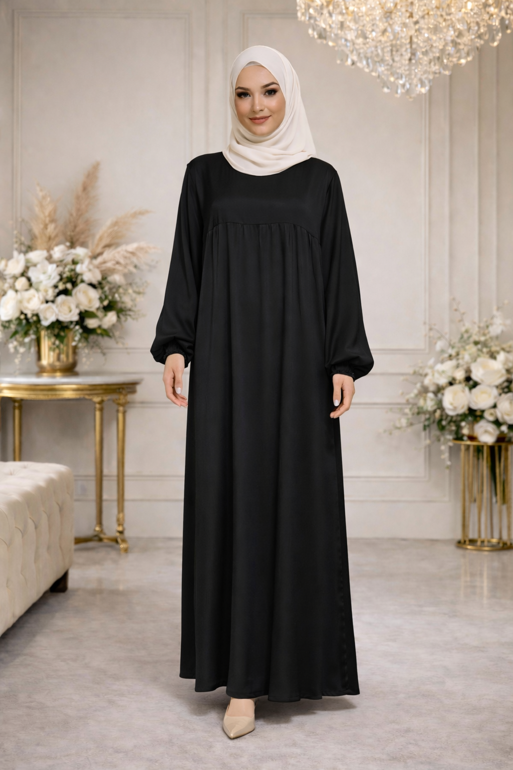 Robe Longue Satinée Coupe Empire - MY2515