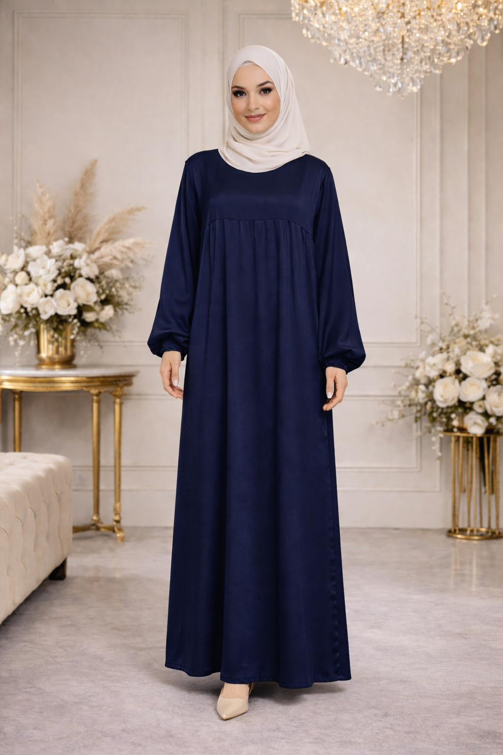 Robe Longue Satinée Coupe Empire - MY2515