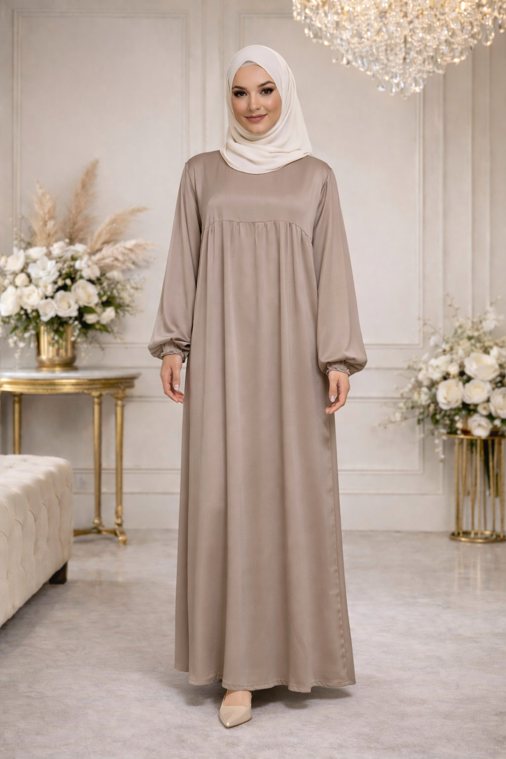 Robe Longue Satinée Coupe Empire - MY2515