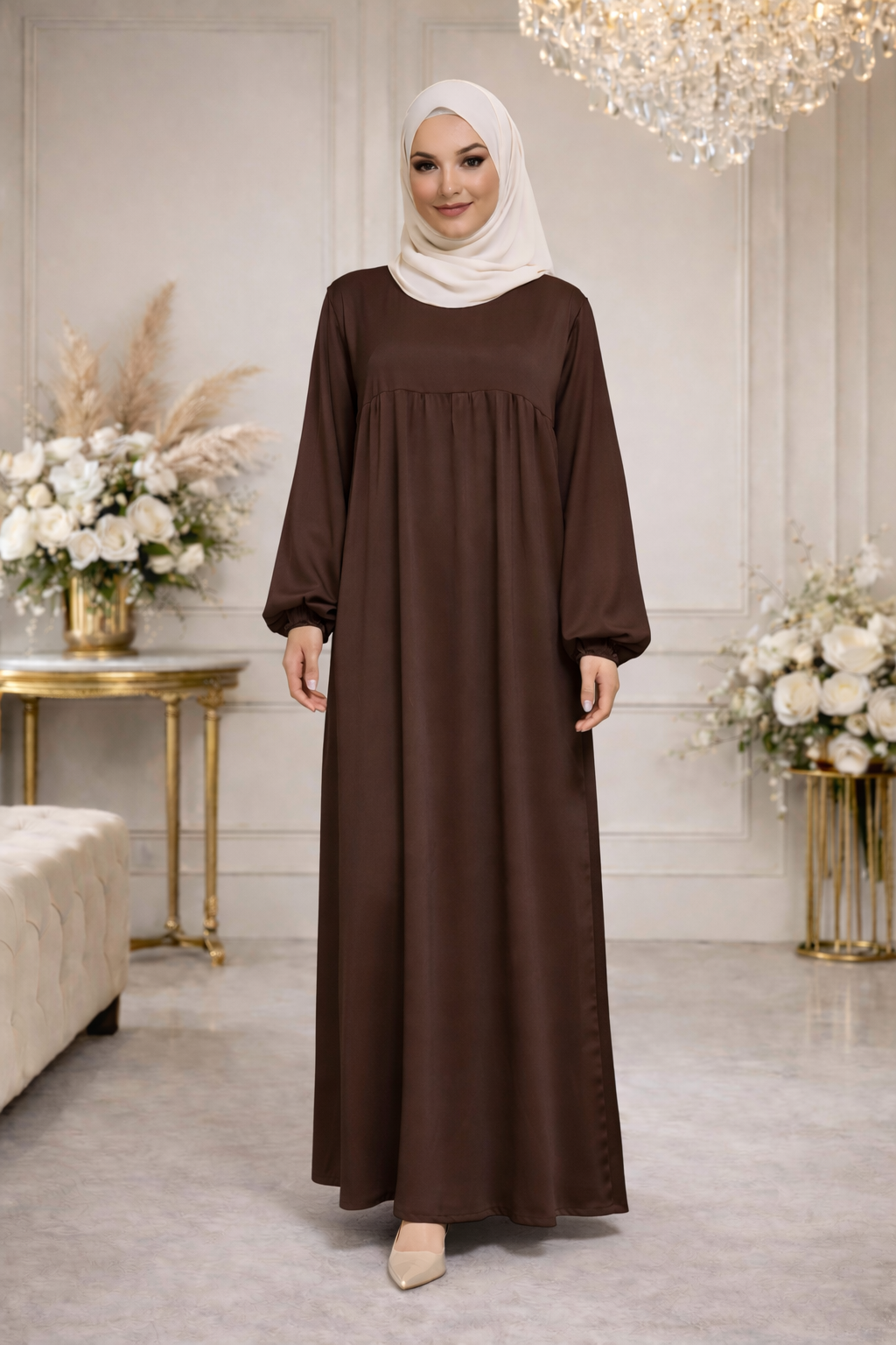 Robe Longue Satinée Coupe Empire - MY2515