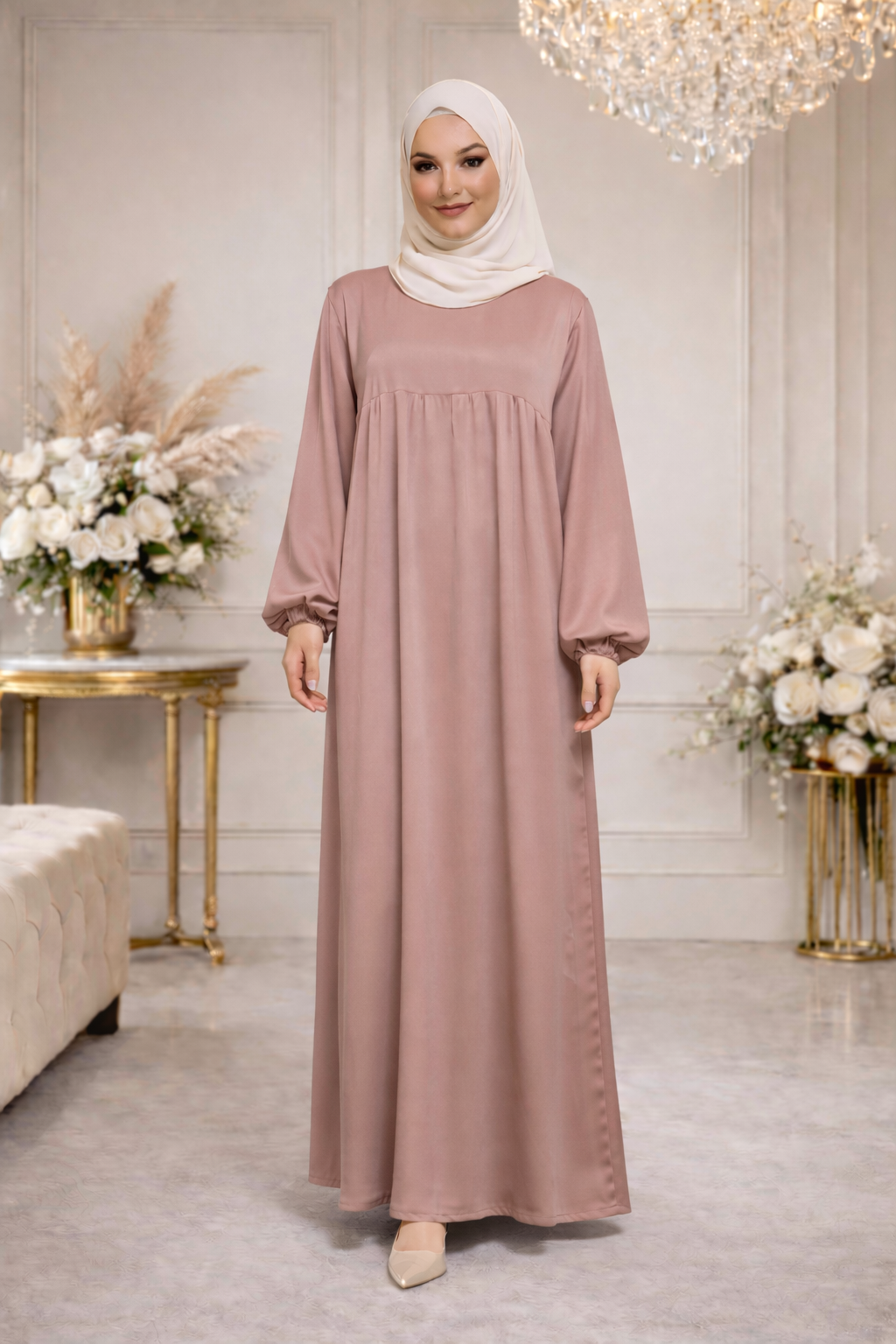 Robe Longue Satinée Coupe Empire - MY2515