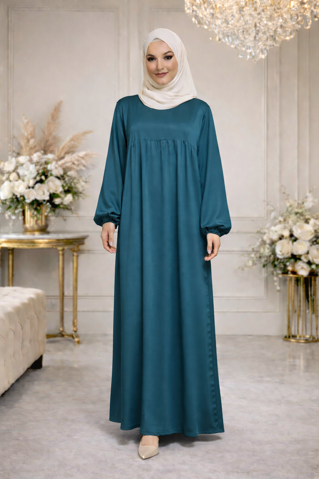 Robe Longue Satinée Coupe Empire - MY2515