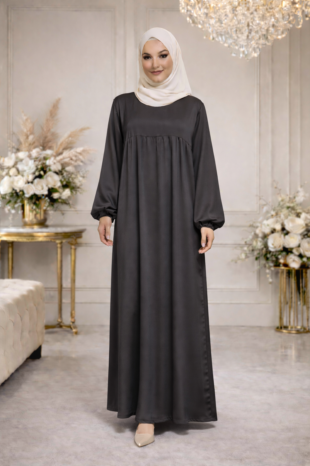 Robe Longue Satinée Coupe Empire - MY2515