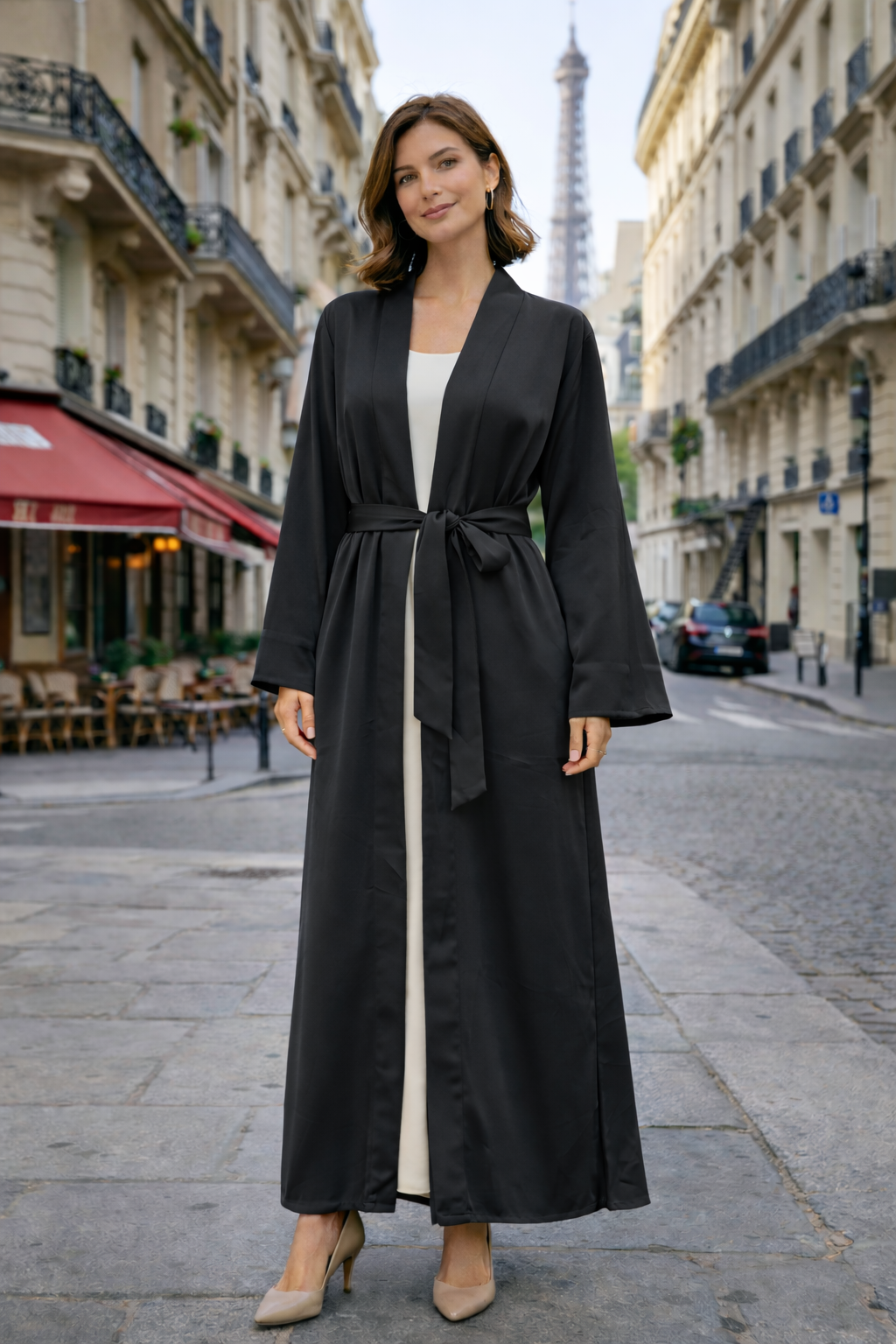Kimono Satiné Long avec Ceinture - MY2490