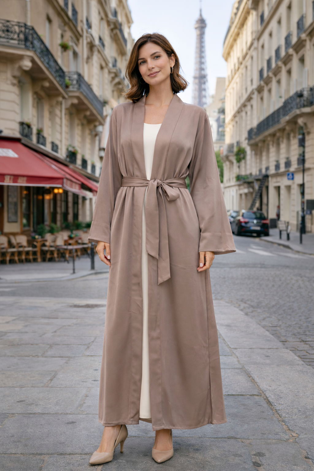 Kimono Satiné Long avec Ceinture - MY2490