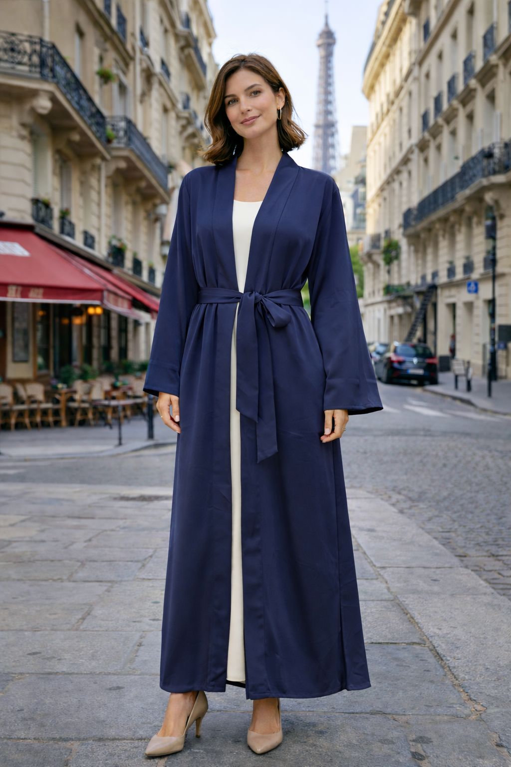 Kimono Satiné Long avec Ceinture - MY2490