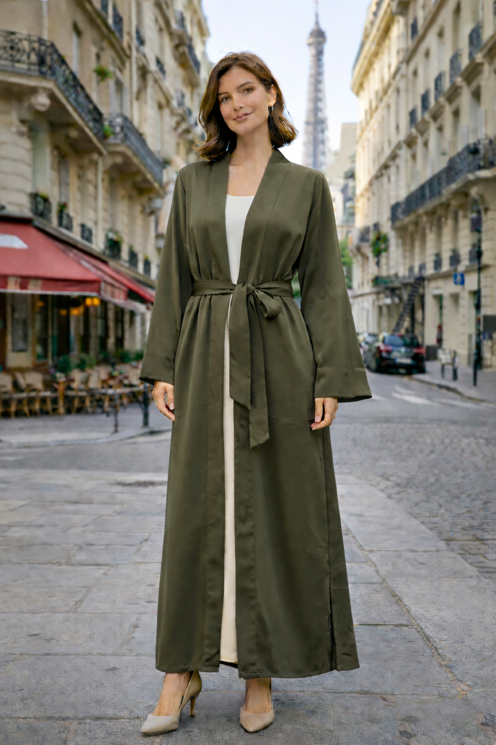 Kimono Satiné Long avec Ceinture - MY2490
