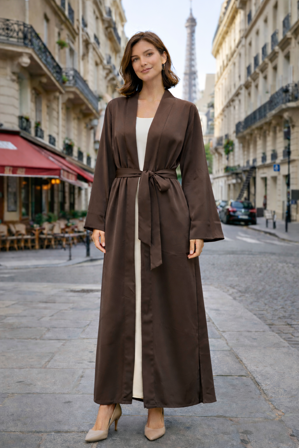 Kimono Satiné Long avec Ceinture - MY2490
