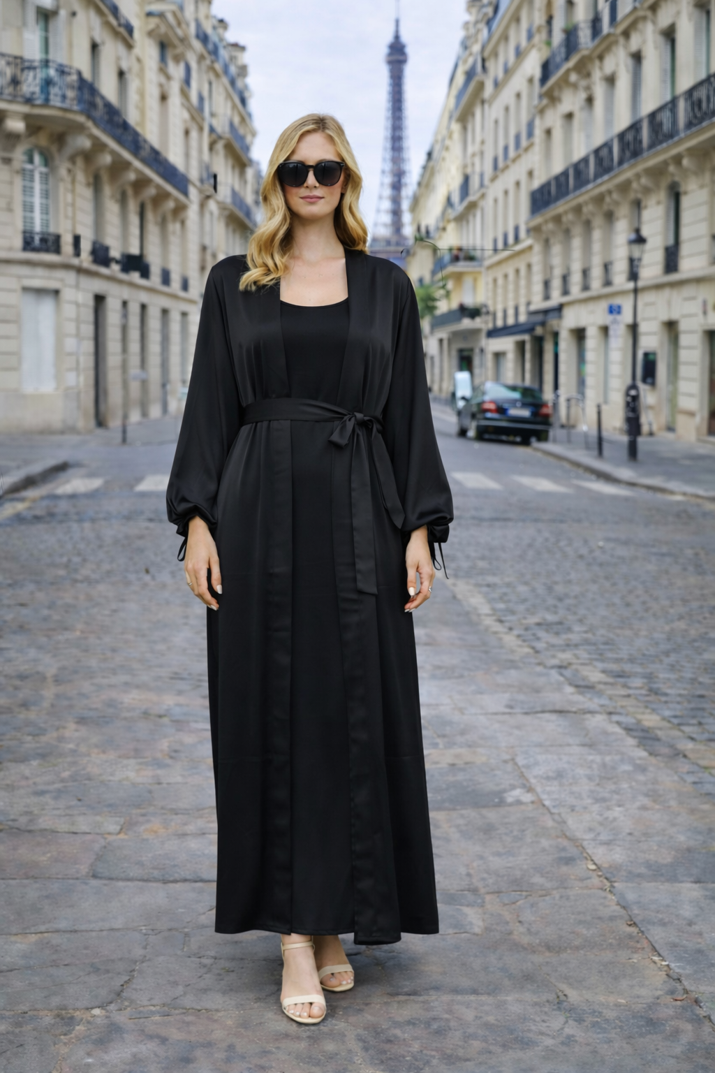 Ensemble Satiné 2 Pièces Kimono & Robe Sans Manches - MY2529