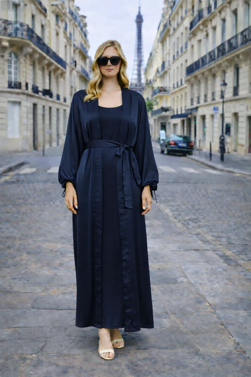 Ensemble Satiné 2 Pièces Kimono & Robe Sans Manches - MY2529