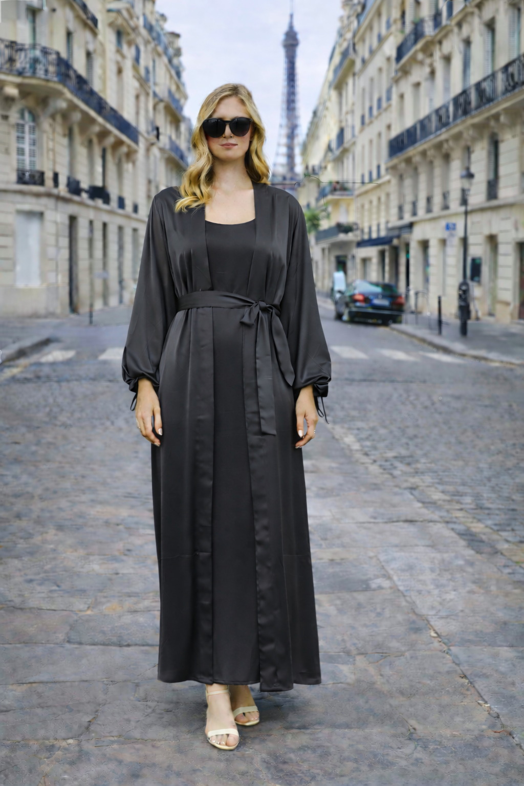 Ensemble Satiné 2 Pièces Kimono & Robe Sans Manches - MY2529