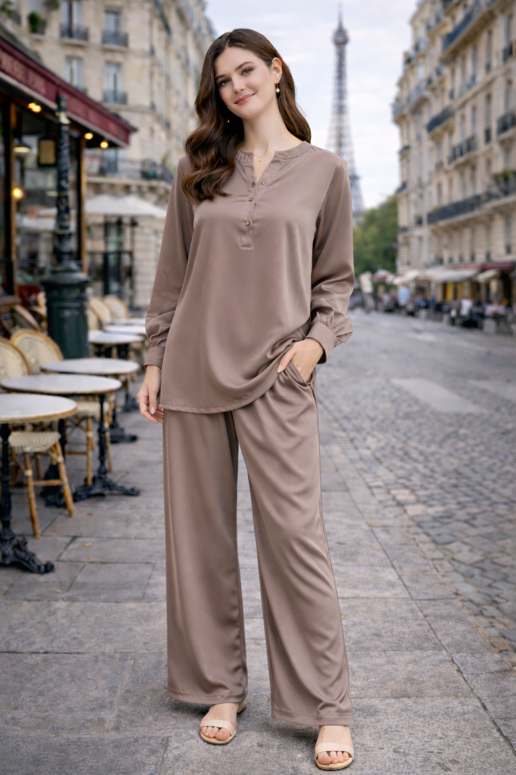 Ensemble Fluide Chemise Boutonnée & Pantalon Large - MY2543