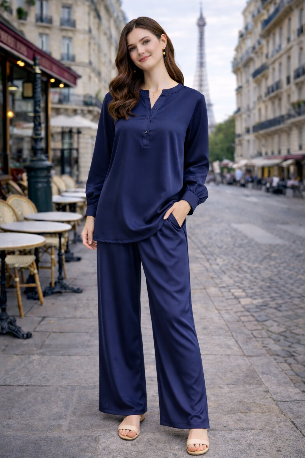 Ensemble Fluide Chemise Boutonnée & Pantalon Large - MY2543
