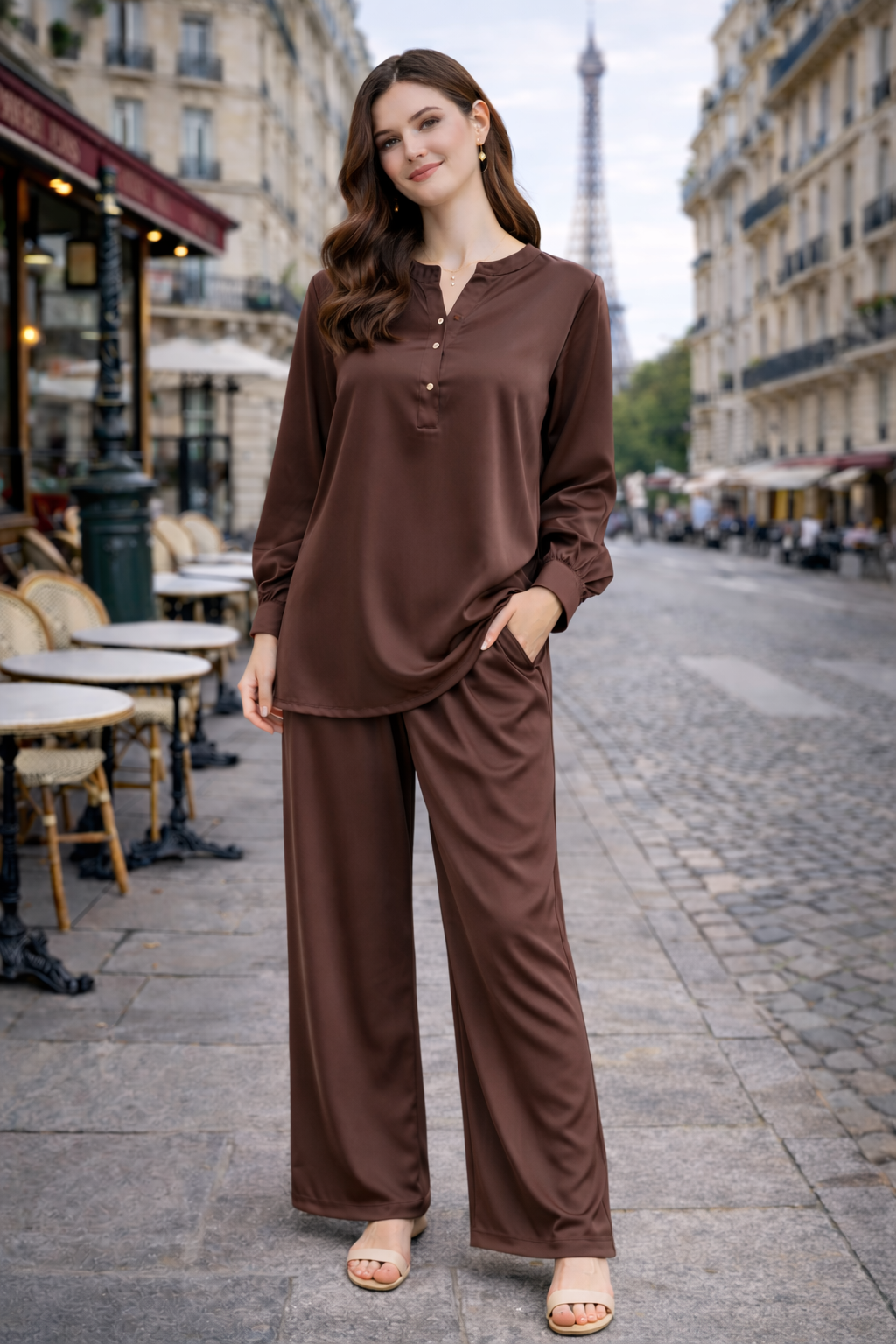 Ensemble Fluide Chemise Boutonnée & Pantalon Large - MY2543