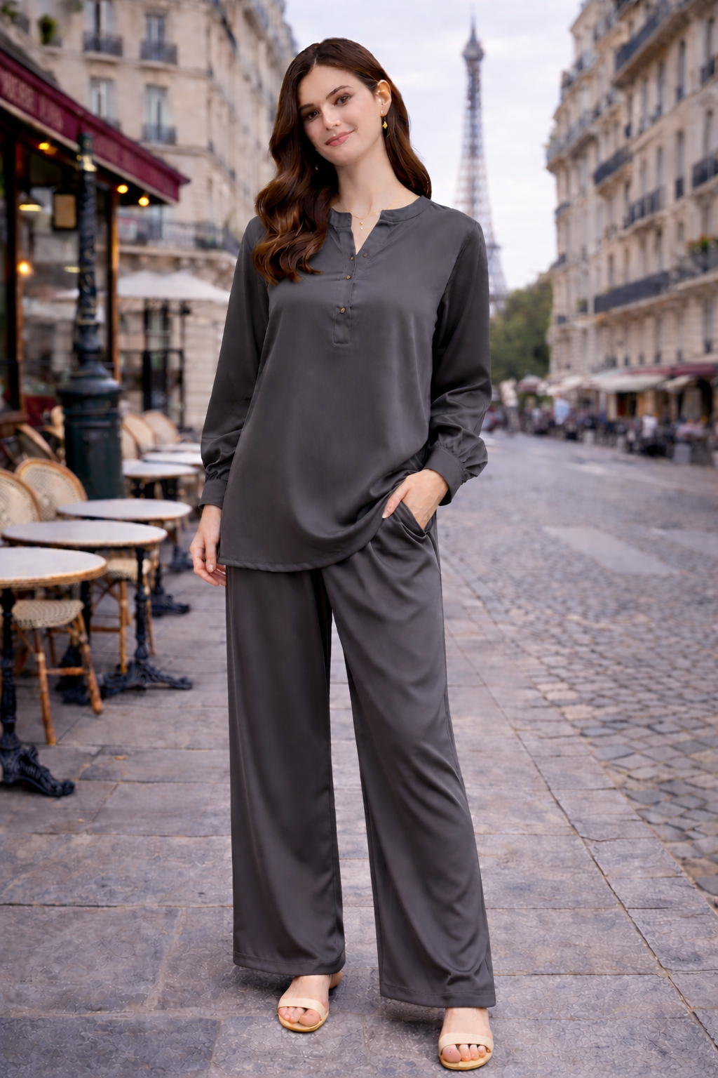 Ensemble Fluide Chemise Boutonnée & Pantalon Large - MY2543