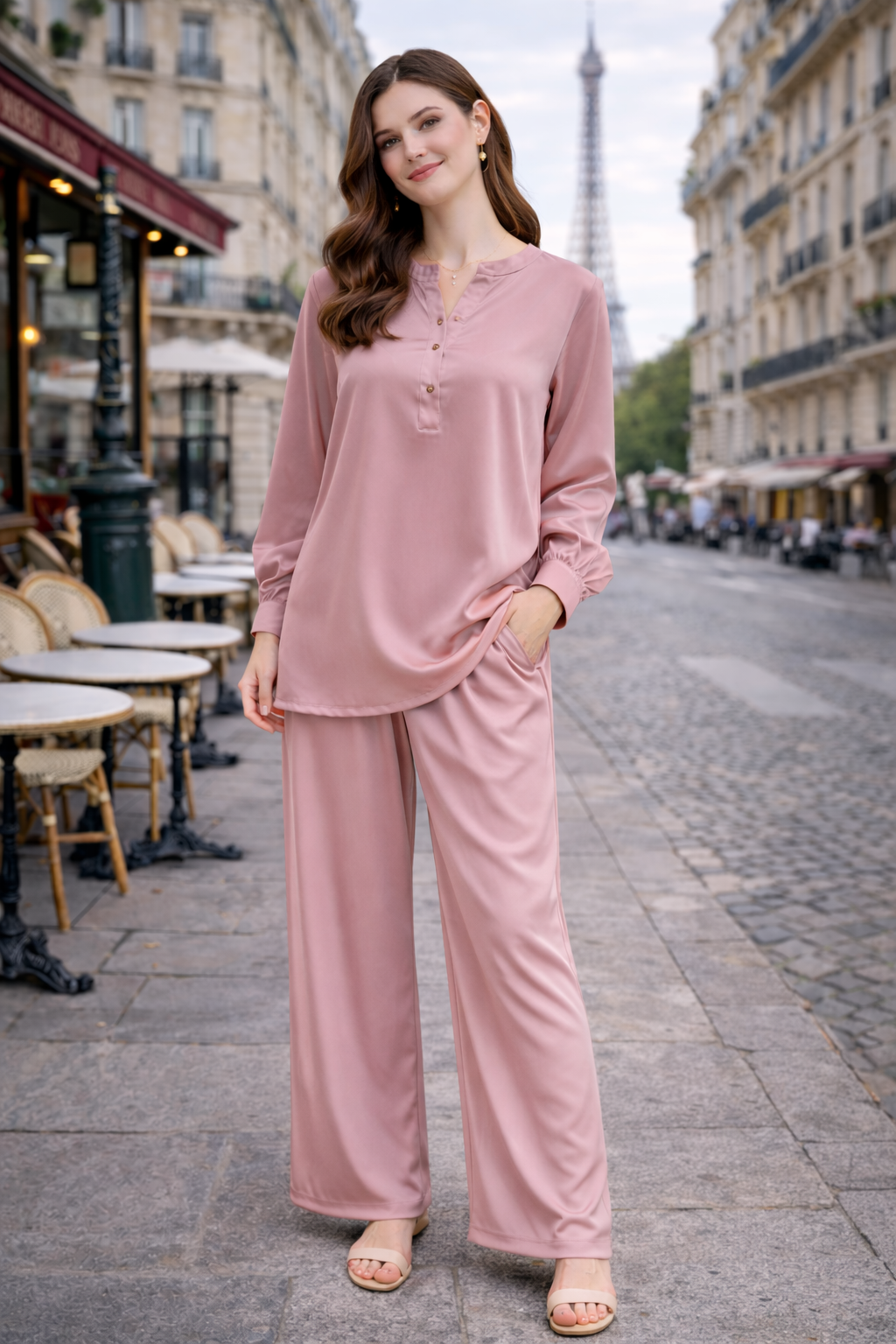 Ensemble Fluide Chemise Boutonnée & Pantalon Large - MY2543