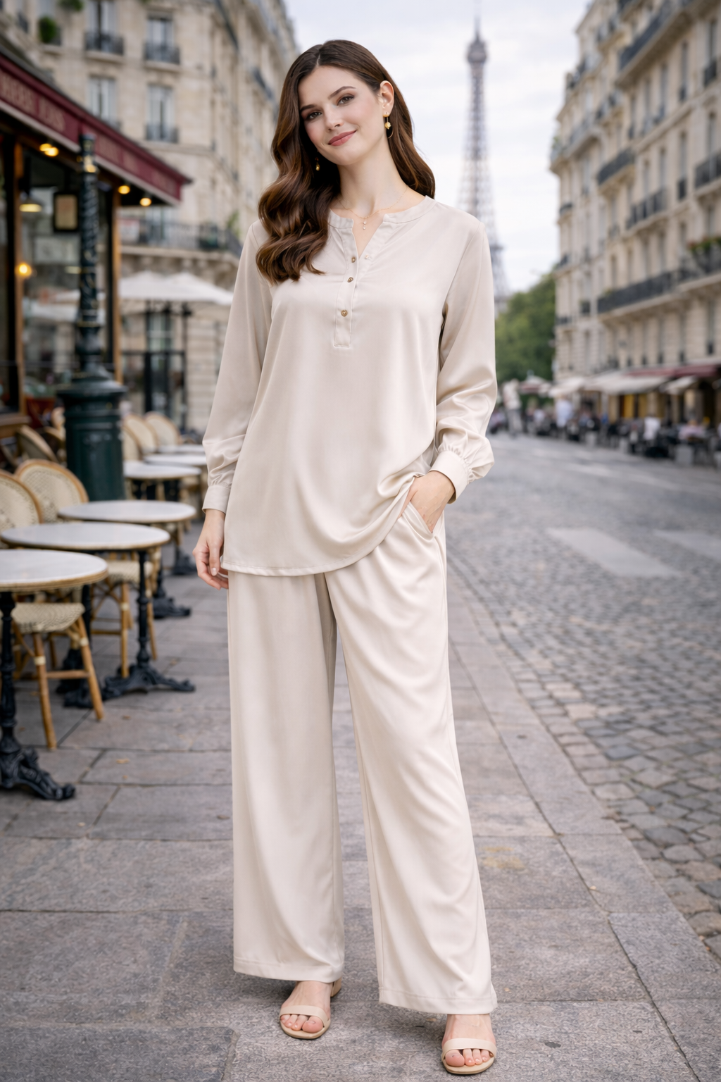 Ensemble Fluide Chemise Boutonnée & Pantalon Large - MY2543