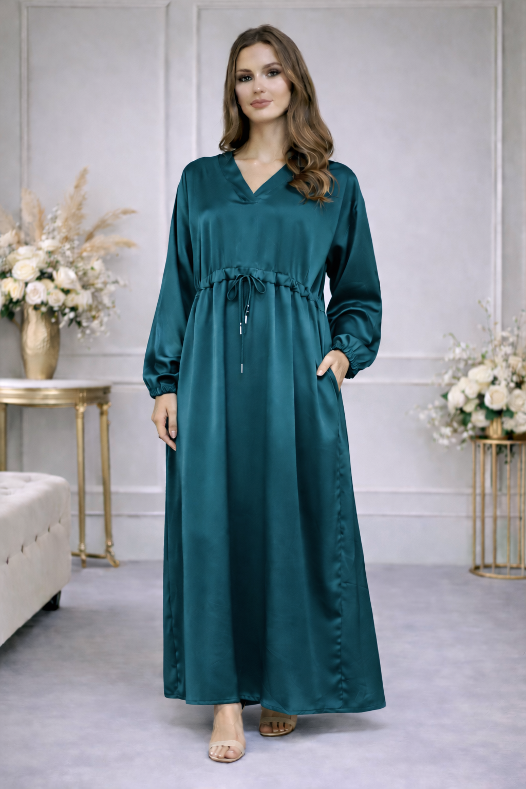 Robe Longue Fluide à Cordon - MY2526
