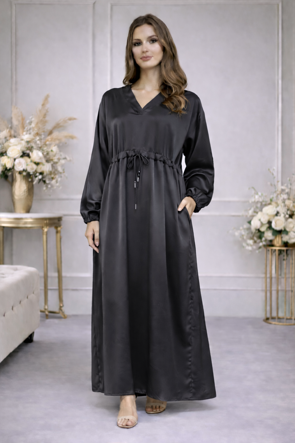 Robe Longue Fluide à Cordon - MY2526