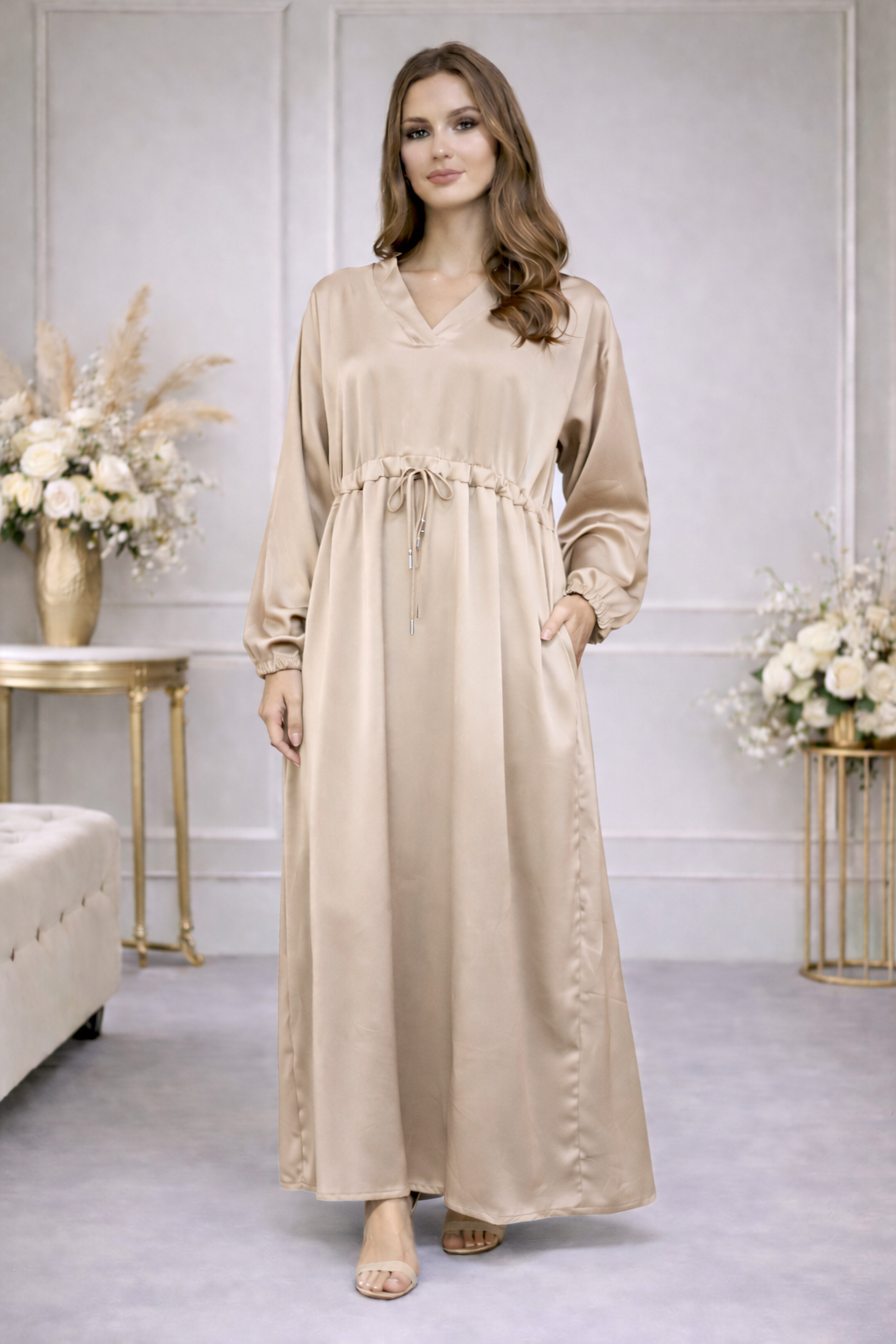 Robe Longue Fluide à Cordon - MY2526