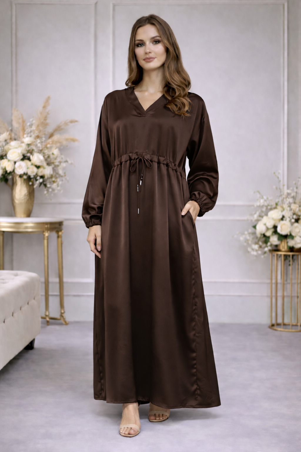 Robe Longue Fluide à Cordon - MY2526