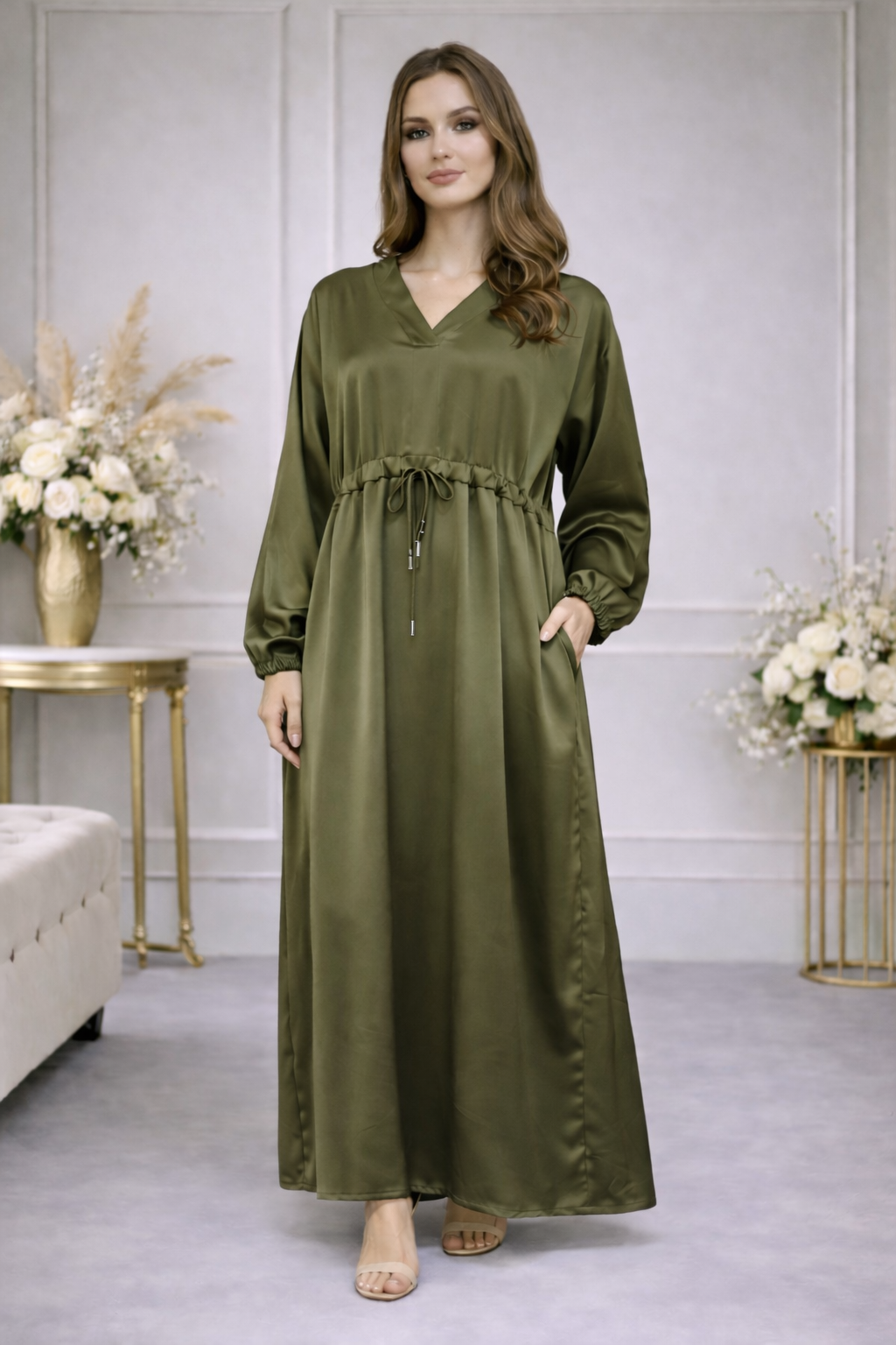Robe Longue Fluide à Cordon - MY2526