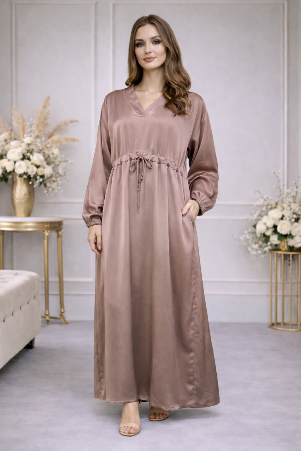 Robe Longue Fluide à Cordon - MY2526