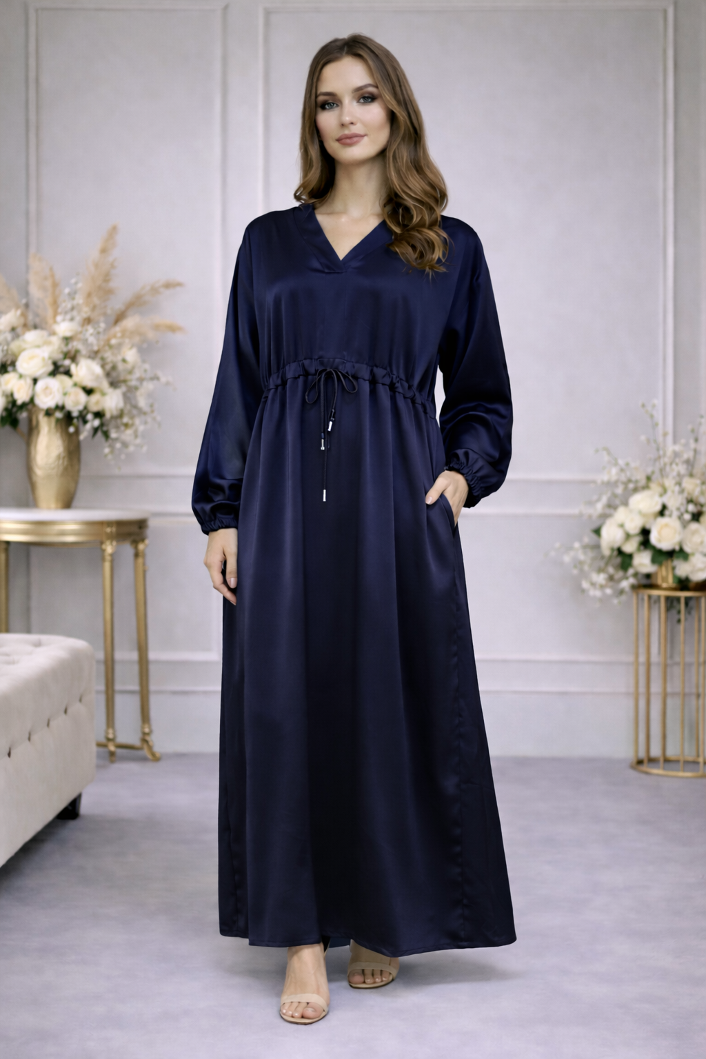 Robe Longue Fluide à Cordon - MY2526