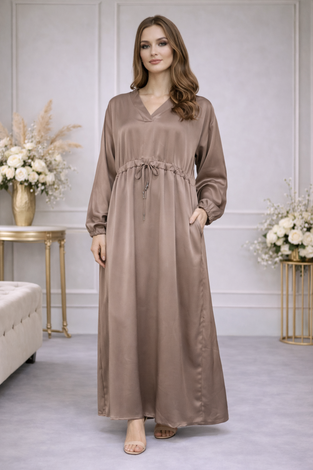 Robe Longue Fluide à Cordon - MY2526