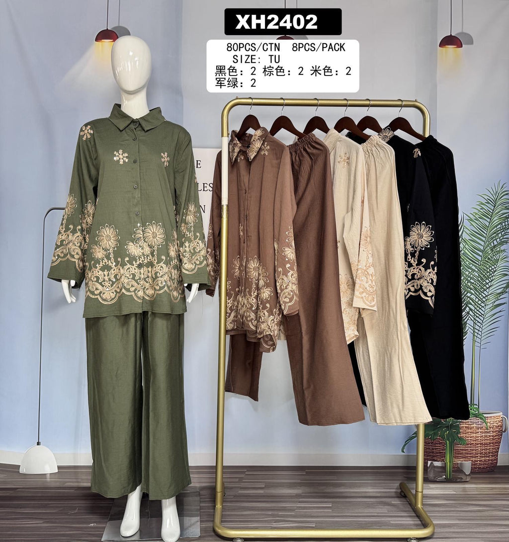 Ensemble brodé élégant fluide – XH2402