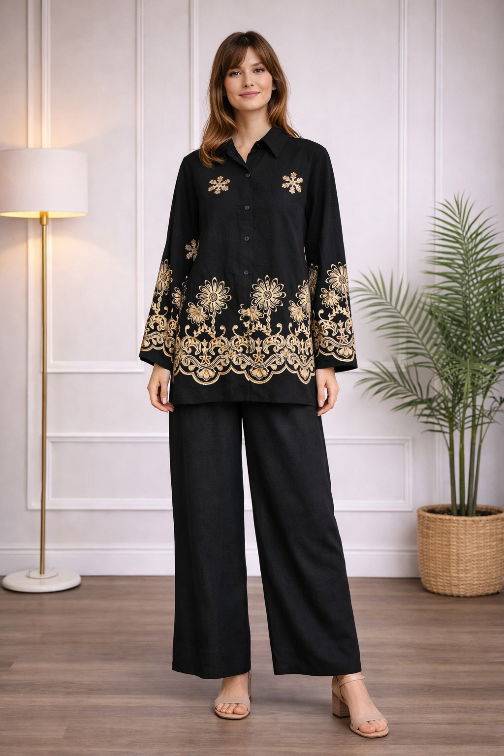 Ensemble brodé élégant fluide – XH2402
