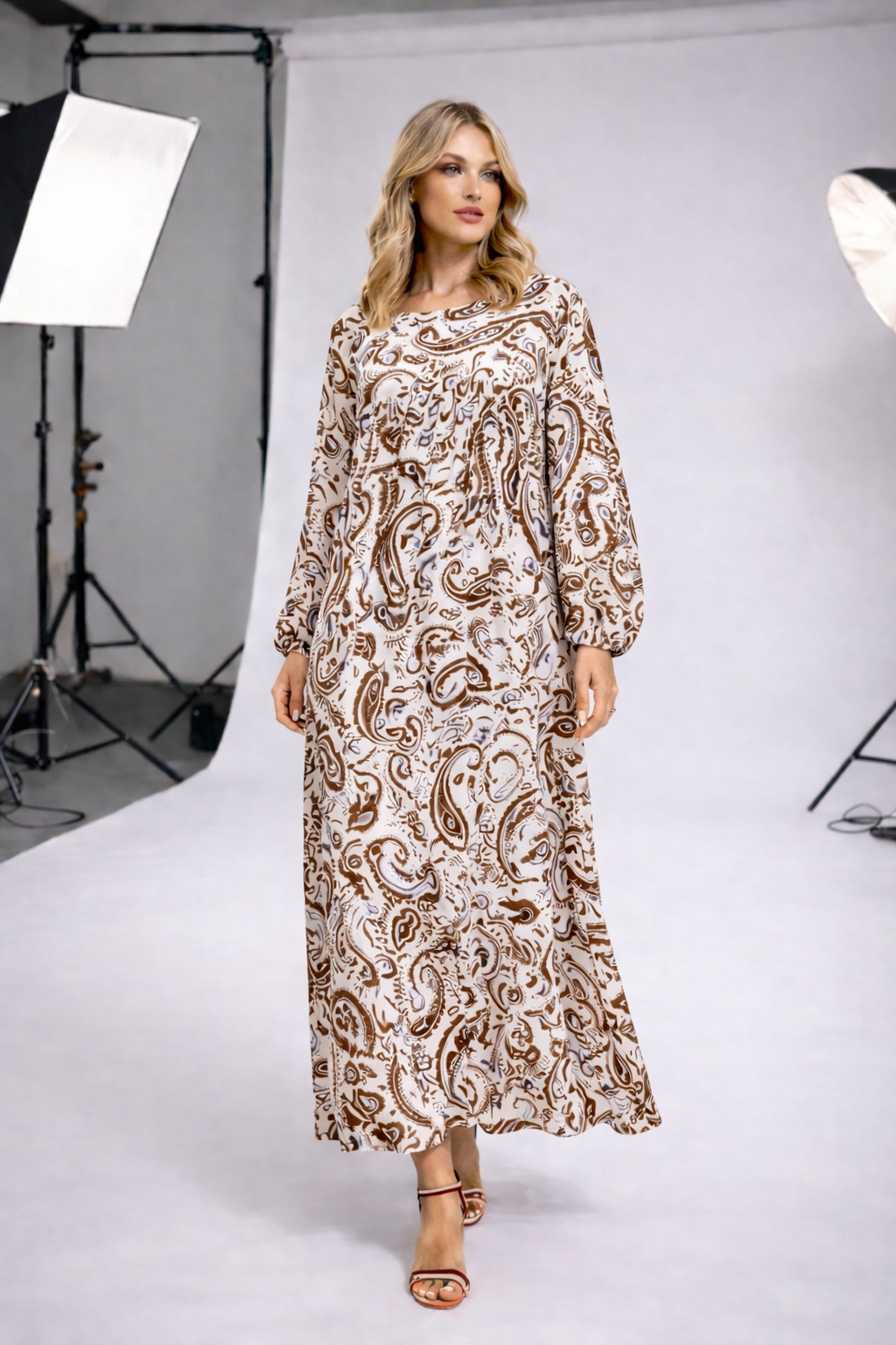 Robe longue imprimée paisley oversize – XW2515-1
