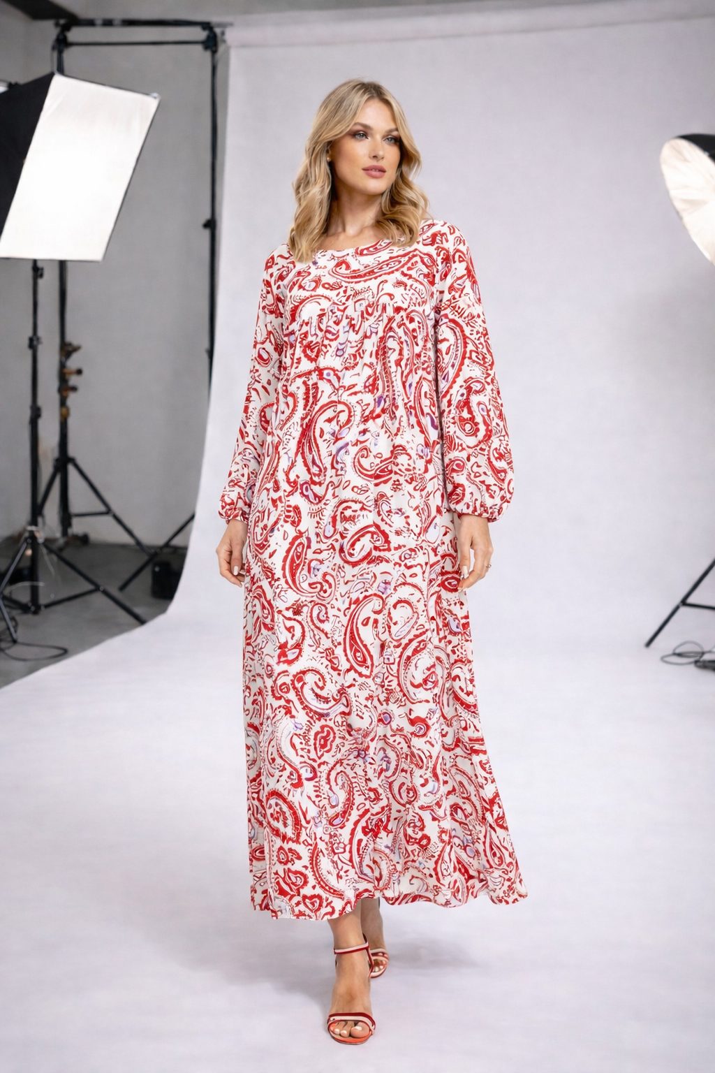 Robe longue imprimée paisley oversize – XW2515-1