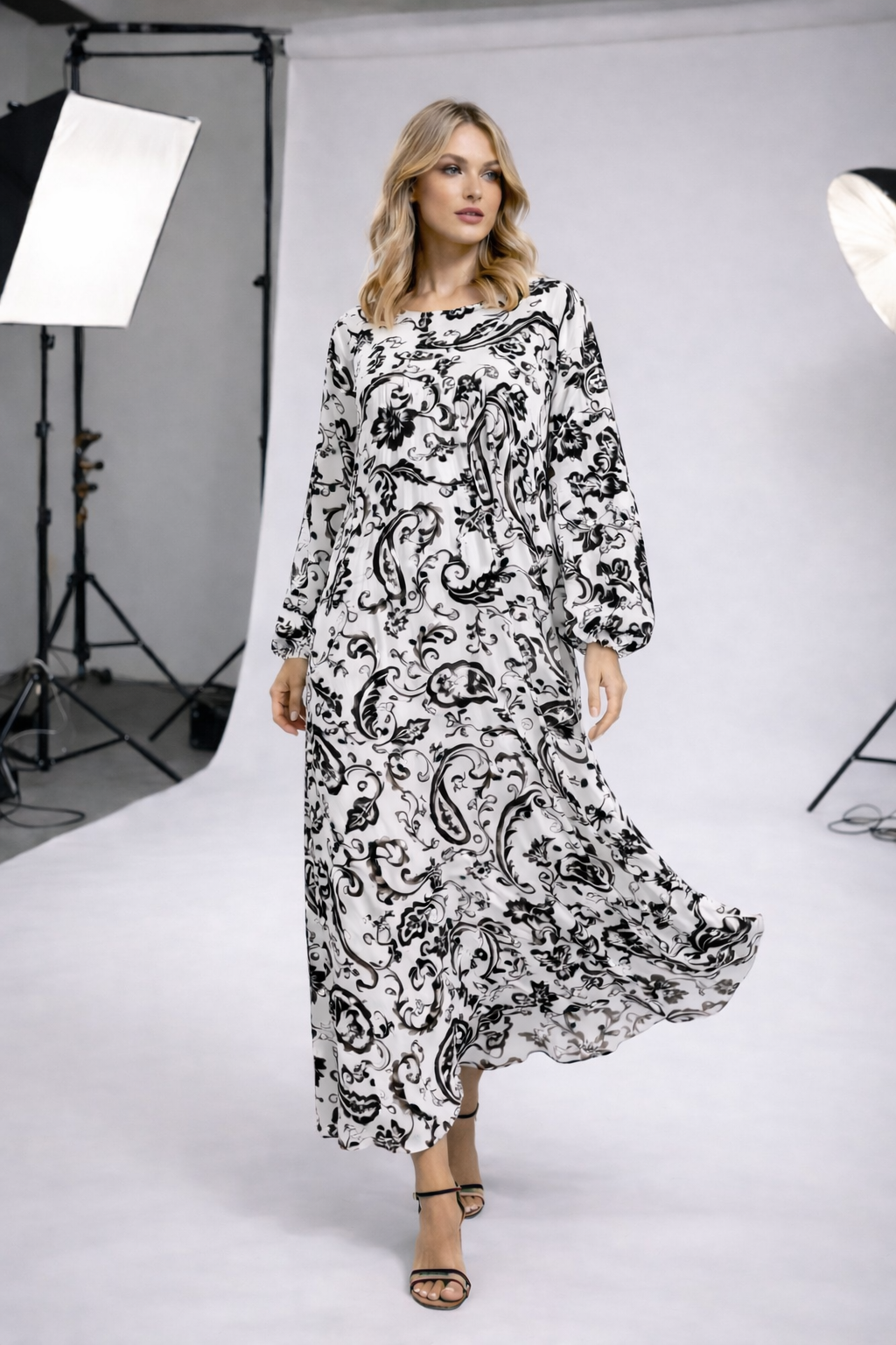 Robe longue imprimée floral oversize – XW2515-2