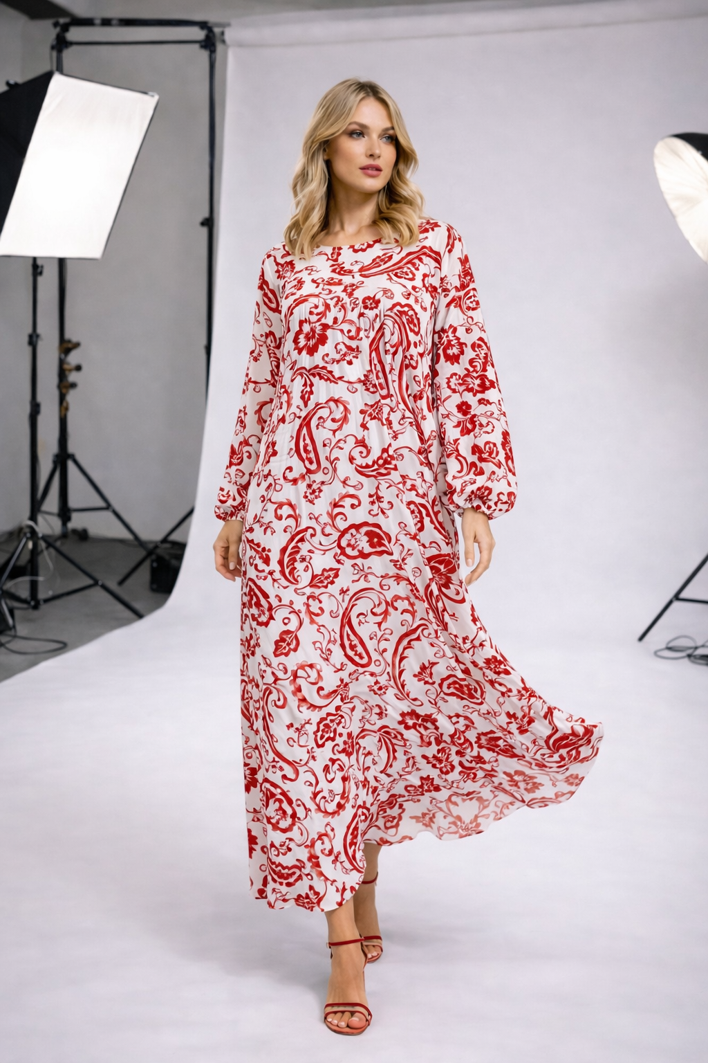 Robe longue imprimée floral oversize – XW2515-2